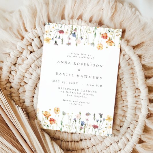 Boho-Chic-Wildflower-Hochzeits-Einladung Einladung