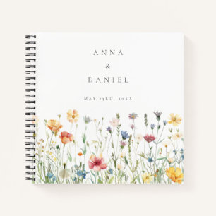 Boho-Chic-Wildflower-Hochzeitsgästebuch Notizblock