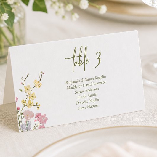 Boho-Chic-Wildflower-Hochzeitsplatzkarten