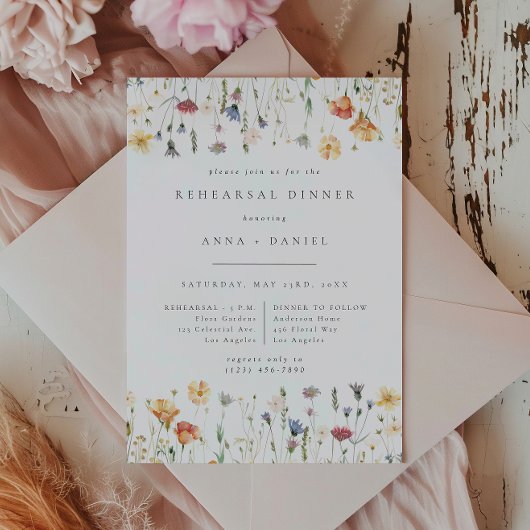 Boho-Chic-Wildflower-Hochzeitsprobe-Dinner Einladung