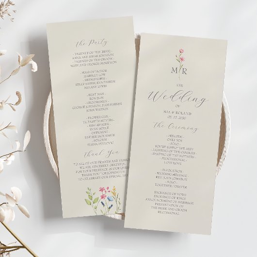 Boho-Chic-Wildflower-Hochzeitsprogramm Programm