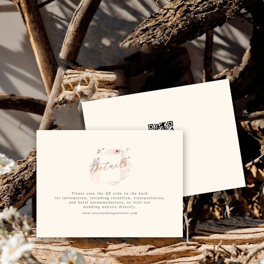 Boho-Chic-Wildflower-Minimalist-QR-Code-Hochzeit Begleitkarte