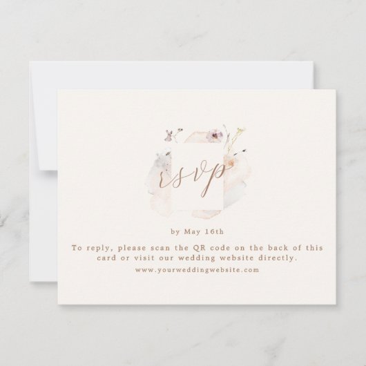 Boho Chic Wildflower QR Code Wedding RSVP Karte (Vorderseite)