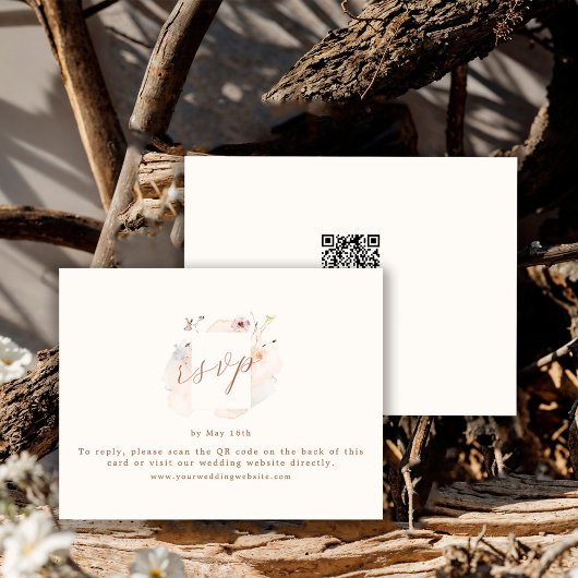 Boho Chic Wildflower QR Code Wedding RSVP Karte