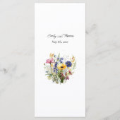 Boho Chic Wildflower Simple Wedding Menükarte (Rückseite)
