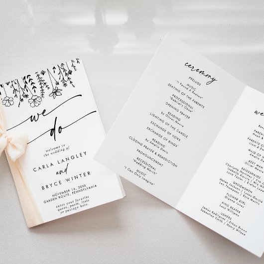 Boho Chic Wildflower We Do Folded Wedding Programm