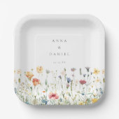 Boho Chic Wildflower Wedding Pappteller (Vorderseite)