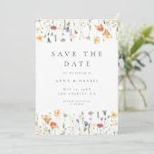 Boho Chic Wildflower Wedding Save The Date (Stehend Vorderseite)