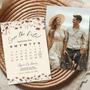 Boho-Chic-Wildflowers-Hochzeitskalender & Foto Save The Date