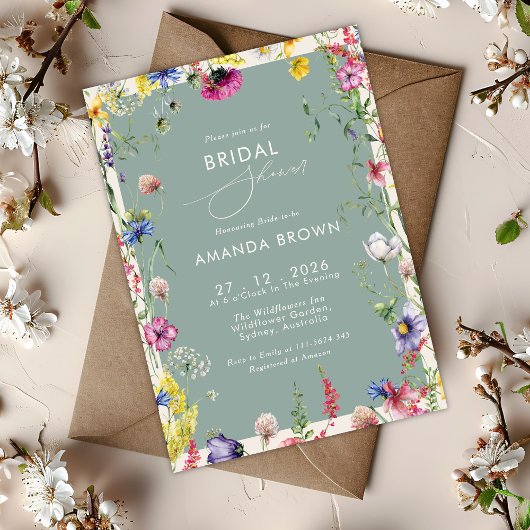 Boho Chic Wildflowers Love in bloom Bridal Shower  Einladung