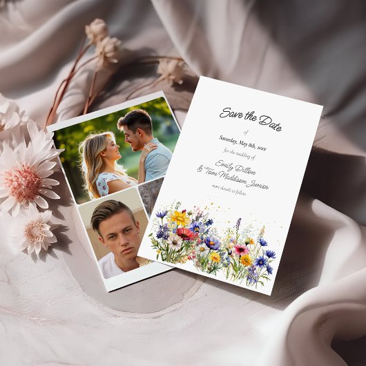 Boho Chic Wildflowers Modern 3 Foto Save The Date