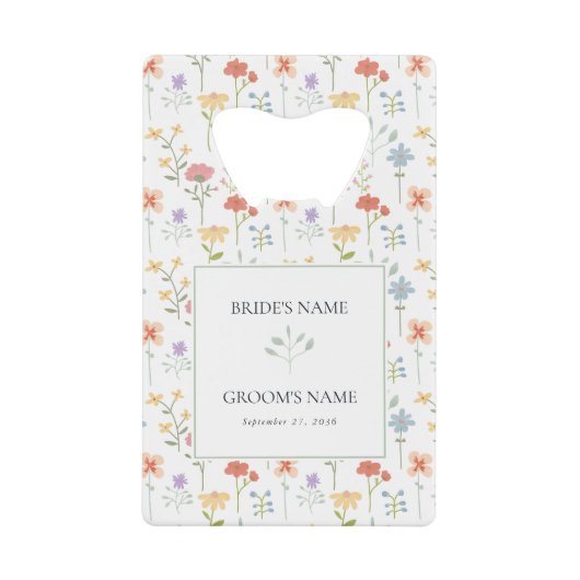 Boho Chic Wildflowers Modern Floral Wedding Favor Geldbeutel Flaschenöffner (Vorderseite)