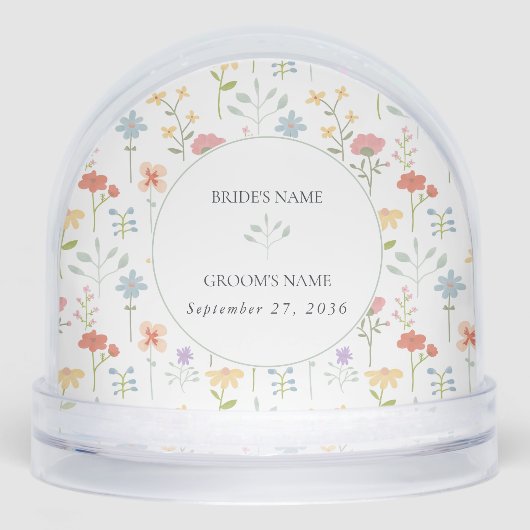 Boho Chic Wildflowers Modern Floral Wedding Photo Schneekugeln (Vorderseite)