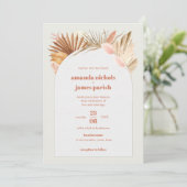 Boho Chic Wüste getrocknete Blätter und Pampas Hoc Save The Date (Stehend Vorderseite)
