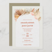 Boho Chic Wüste getrocknete Blätter und Pampas Hoc Save The Date (Vorne/Hinten)