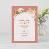 Boho Chic Wüste getrocknete Blätter und Pampas Hoc Save The Date (Stehend Vorderseite)