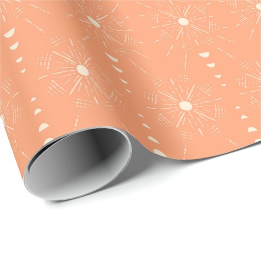 Boho Chic Wüste Sun Burst in Coral Geschenkpapier (Rolleneckpunkt)