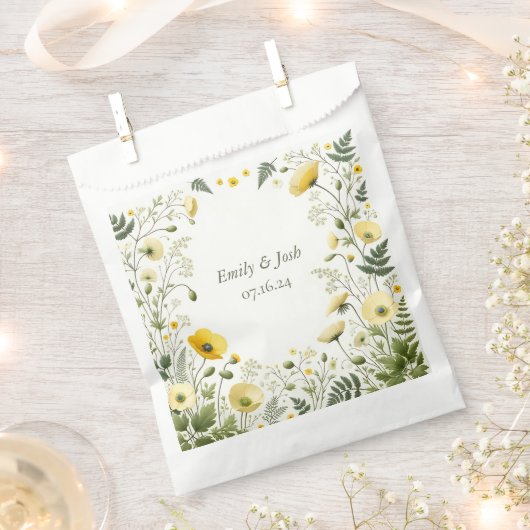 Boho Chic Yellow and Olive Wildblume Geschenktütchen (Ausgeschnitten)