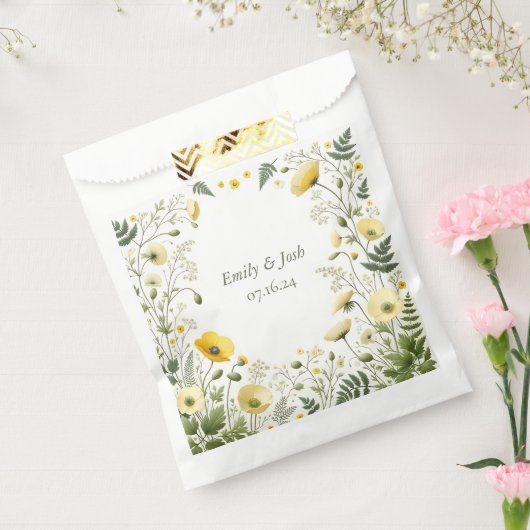 Boho Chic Yellow and Olive Wildblume Geschenktütchen (Versiegelt)