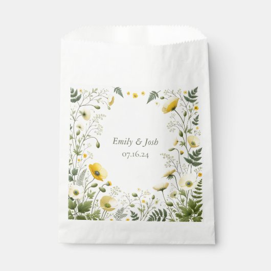Boho Chic Yellow and Olive Wildblume Geschenktütchen (Vorderseite)