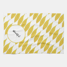 Boho Chic Yellow Herbstlaubs Watercolor Geschirrtuch
