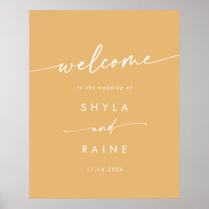 Boho Chic Yellow Marigold DIY Wedding Welcome Sign Poster