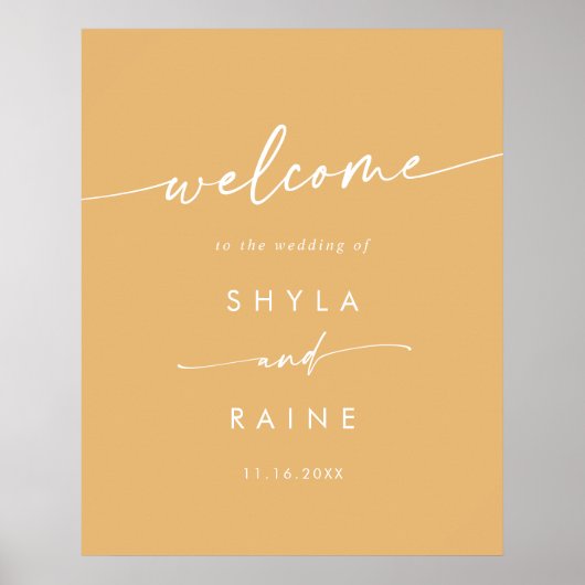 Boho Chic Yellow Marigold DIY Wedding Welcome Sign Poster (Vorne)