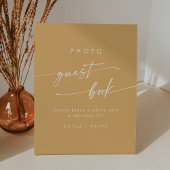 Boho Chic Yellow Marigold Foto Guest Book Wedding Sockelschild