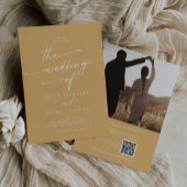 Boho Chic Yellow Marigold Foto QR Code Wedding Einladung