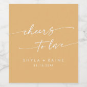 Boho Chic Yellow Marigold jubelt Liebe Hochzeit Weinetikett (Einzelnes Label)