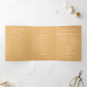 Boho Chic Yellow Marigold Monogram Wedding Dreifach-gefaltete Programmkarte (Innenseite)