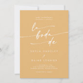 Boho Chic Yellow Marigold QR Code Spanische Hochze Einladung (Vorderseite)