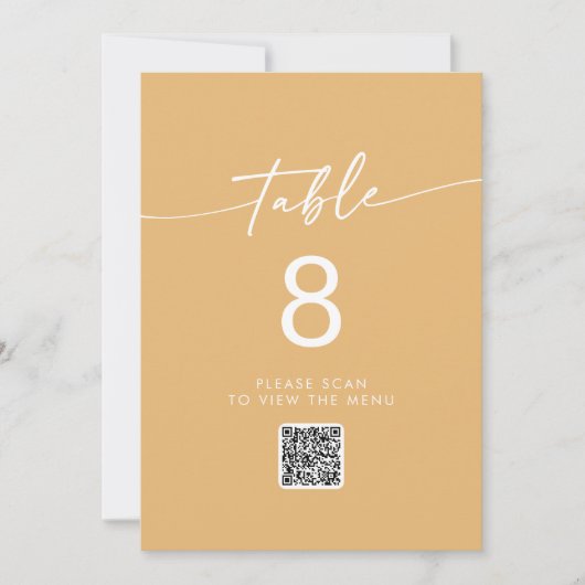 Boho Chic Yellow Marigold QR Code Tischnummern (Vorderseite)