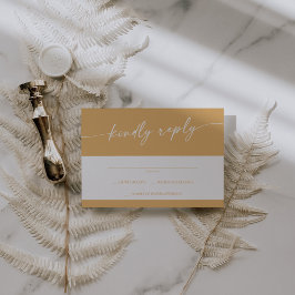 Boho Chic Yellow Marigold Simple Wedding RSVP Karte