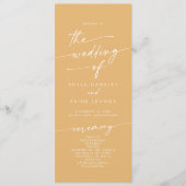 Boho Chic Yellow Marigold Tee Langjährige Hochzeit Programm (Vorderseite)