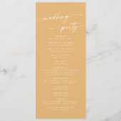 Boho Chic Yellow Marigold Tee Langjährige Hochzeit Programm (Rückseite)