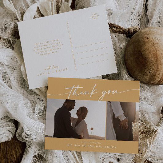 Boho Chic Yellow Marigold Wedding Foto Vielen Dank Postkarte