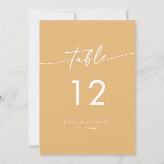 Boho Chic Yellow Marigold Wedding Tischnummern (Vorderseite)