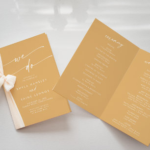 Boho Chic Yellow Marigold Wir falten Hochzeit Programm