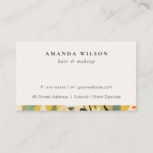 Boho Chic Yellow Ochre Painted Floral Loyality Visitenkarte (Rückseite)