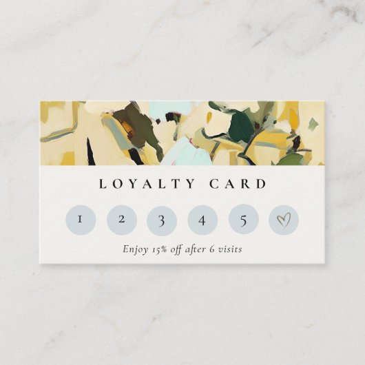 Boho Chic Yellow Ochre Painted Floral Loyality Visitenkarte (Vorderseite)