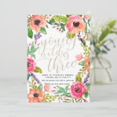 Boho Chic Young Wild und Einladung zum 3. Geburtst (Stehend Vorderseite)