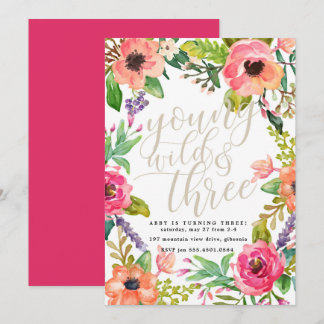 Boho Chic Young Wild und Einladung zum 3. Geburtst