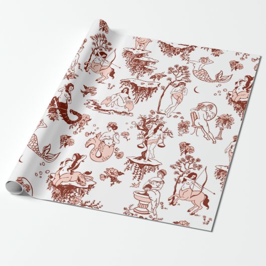 Boho Chic Zodiac Sign Toile Muster Astrologie Gesc Geschenkpapier (Ungerollt)
