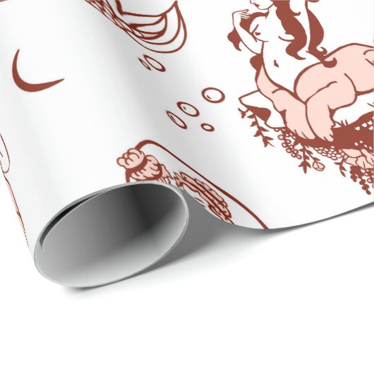 Boho Chic Zodiac Sign Toile Muster Astrologie Gesc Geschenkpapier (Rolleneckpunkt)