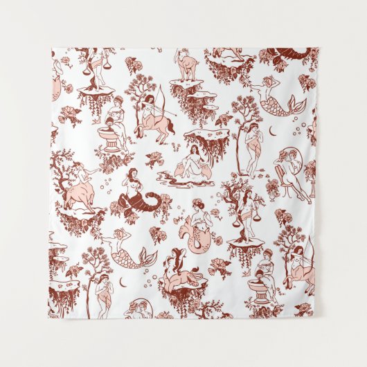 Boho Chic Zodiac Sign Toile Muster Astrologie Gesc Wandteppich (Vorderseite)