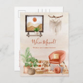 Boho Chic Zuhause Scene Macrame Moving Ankündigung (Vorne/Hinten)