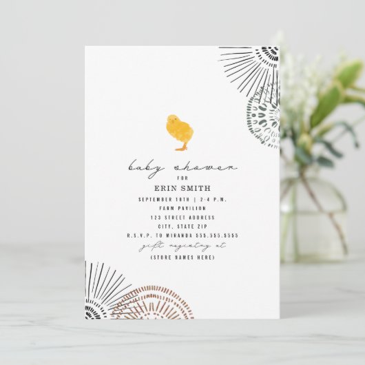 Boho Chick Baby Shower Einladung (Stehend Vorderseite)