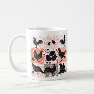 Boho Chickens Cottagecore Ästhetische Retorale Kaffeetasse