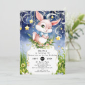 Boho Children Bunny Birthday Einladung (Stehend Vorderseite)